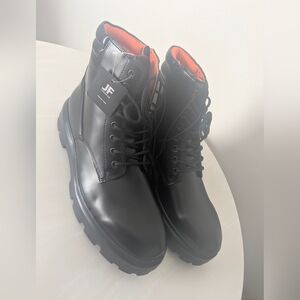 JF J.Ferrar Black Men's Boots with Orange Lining